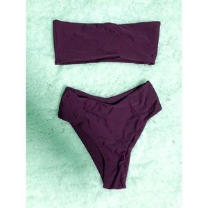 EGGPLANT PURPLE BANDEAU BIKINI ✨